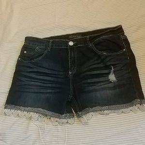 Blue pearl jean shorts